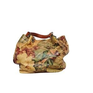 Maurizio Taiuti Floral-Print Leather Hobo Bag – Yellow/Multi, Boho Slouchy Tote